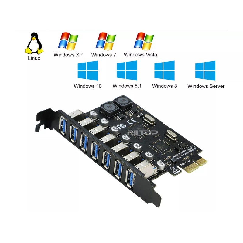 RIITOP USB 3.0 PCI-e Expansion Card 7Port, RIITOP PCI-e x1