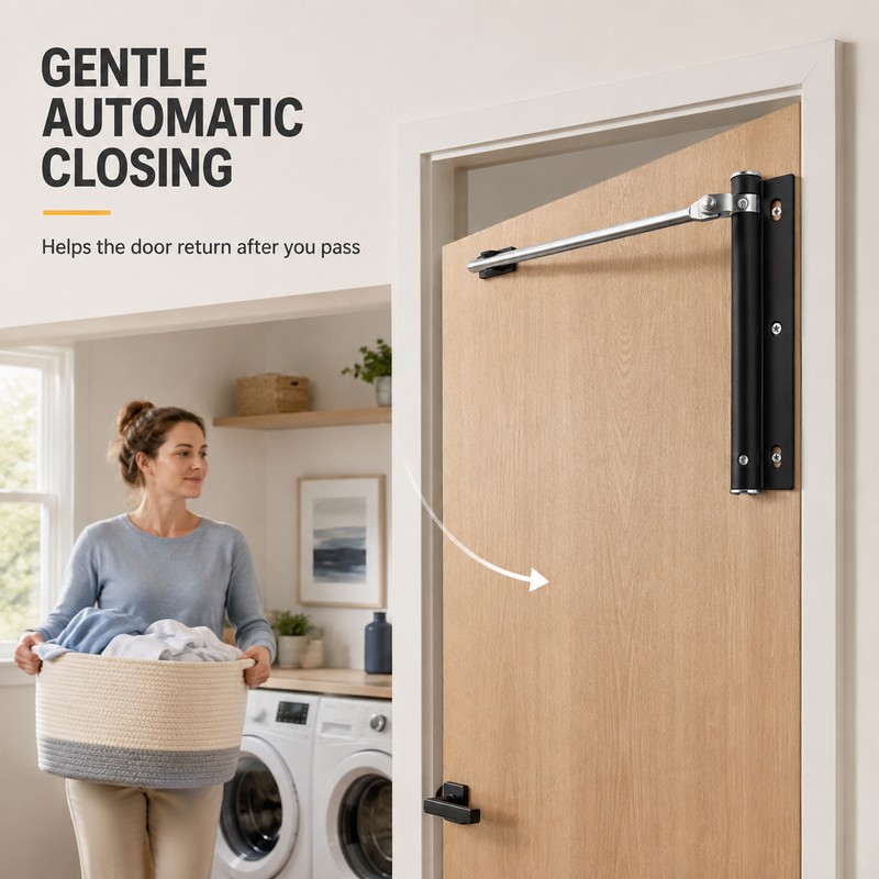 Adjustable Zinc Alloy Automatic Door Closer with Arm & Screws