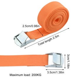 6Pcs Ratchet Tie Down Straps, 2.5m*25mm 250kg(550lbs) Heavy Duty Adjustable Lashing Strap with Thickened Cam Lock Buckle Roof Rack Rachet Strap Sets Tensioning Belts for Cargo Vans Car Bike