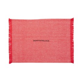 Dean & Deluca Cotton Chambray Placemat, Red, Approx 12.6 x 18.7 inches (32 x 45 cm)