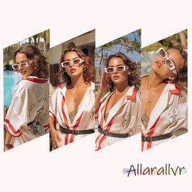 Allarallvr Rectangle Sunglasses for Women 90s Retro Trendy Y2K Classical Vintage Square Shades AR82037