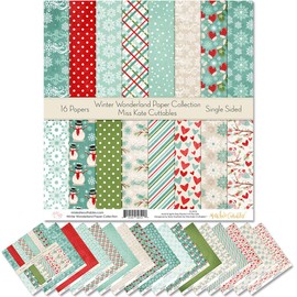 Pattern Paper Pack - Winter Wonderland - Scrapbook Specialty Paper Single-Sided 12"x12" Collection Includes 16 Sheets - by Miss Kate Cuttables