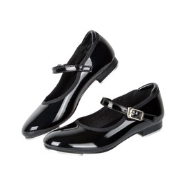Dynadans Unisex-Child Slide Buckle Strap Tap Shoe Mary Jane Flat-Black Patent-13M