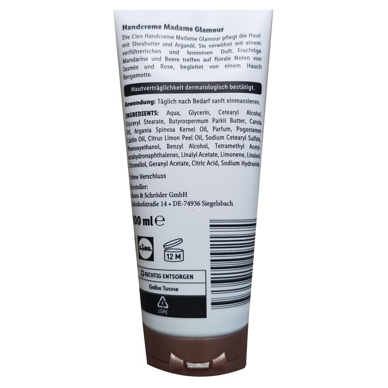 CIEN Handcreme MADAME Glamour Pflegt u. Verwöhnt, Exclusive Pflege mit
