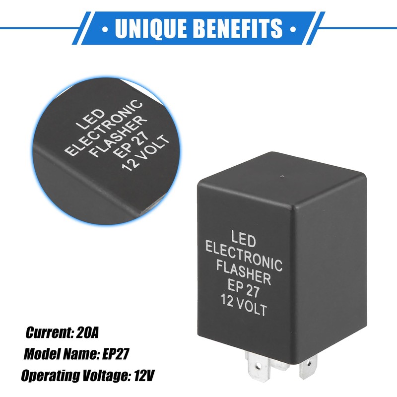 X AUTOHAUX Electronic LED Flasher Relay Fix, 5 Pin EP27