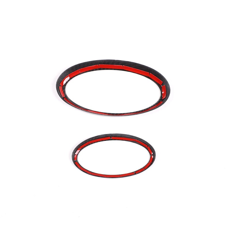 car-attention Carbon Fiber Front Rear Emblem Badge Logo Trim 2PCS