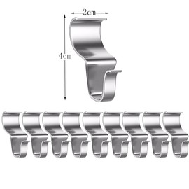 Hoshen 10 Pieces Stainless Steel Small Vinyl Side Hooks, Hidden Wall Connectors and Side Hooks, Non-Perforated Metal Hooks, Can Be Used for Home, Office, Garden Decoration