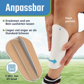 MAXEEZ The Most Innovative Shin Pads in the World for Adults and Children - Individually Adjustable Ultralight Mini Shin Pads Football Men - Made of Organic Plastic Sits Bombig - Size L