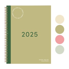 Rileys & Co 2025 Simple Weekly Planner - Annual Weekly & Monthly Agenda Planner, Jan - Dec 2025, Flexible Cover, Notes Pages, Twin-Wire Binding (21.6 x 27.9 cm, Green)
