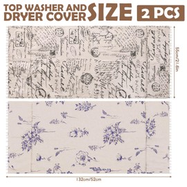 2Pcs Washer and Dryer Covers for The Top, Washing Machine Covers with 6 Storage Bags, Dryer Top Protector Mat for Home and Kitchen (Creamy white)