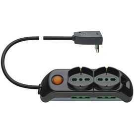 VIMAR FP00521.C 1.5m Multi Socket with Illuminated Switch, 2 Universal Sockets, 4 Secure Sockets, Black