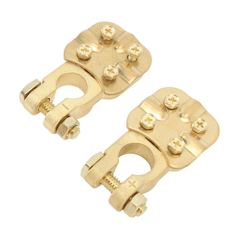 2Pcs Brass Battery Terminal Connector Car Top Post Clamp Set