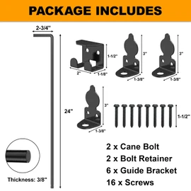 24" Cane Bolt Drop Rod for Gate, Heavy Duty Gate Latch for Wooden Fence Metal Gates, Gate Ground Stopper Hardware for Wood PVC Vinyl Metal Gates, 2 Pack