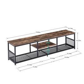 Vecelo TV Stand Entertainment Media Center for 55/70/85" TV Wood  Storage Console Table - Brown, 70 in