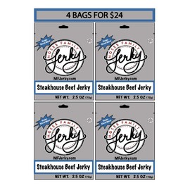 Moses Family Jerky, Steakhouse Beef Jerky Multi Pack, 2.5 Ounce (Pack of 4), Bite Sized Sliced Meat