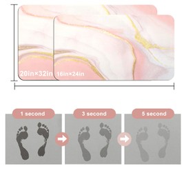 Bathroom Mat Absorbent Bath Mat Quick Dry Bath Mat,with Gold Plating Effect,Modernized Bath Mat Washable Non Slip Bath Mat,Used Under Doors、Sinks、and Before Showering (Pink Gold, 20''x32'')