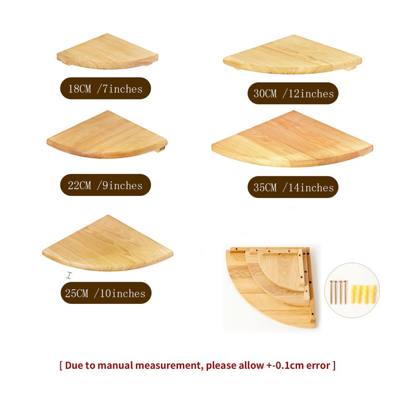 OAKERLAND Oak Floating Corner Shelf Solid Wood Drawers Display Corner