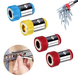 Screwdriver Head Magnetic Ring 4Pcs Aluminum Alloy Magnetic Bit Holder Attachment Magnetizer Screw Detachable for 1/4 Inch Hex 6.35mm Shank Screwdriver Bits