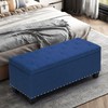 MoNiBloom 42 Inch Long Storage Ottoman Bench, Contemporary Grey Linen
