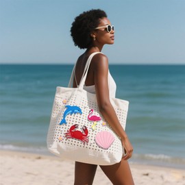 Fannobaby Charms for Beach Bag, Cartoon Sunset Charms Compatible with Bogg Mesh Bag, Insert Decorative for Handbag Beach Summer Tote Bags(Flamingo)