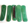 5 Dual Pen Vinyl Pen Pouches, GREEN-Clear front-CLOSEOUT
