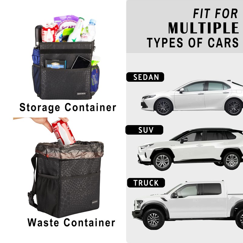 SIBOFUEGO Cute Car Trash Can with Lid – Multipurpose Collapsible