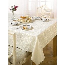 Emma Barclay Damask Rose - Jacquard Table Cloth in Cream - 52x52 (132x132cm)