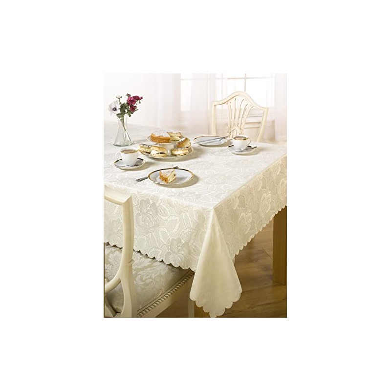 Emma Barclay Damask Rose - Jacquard Table Cloth in Cream