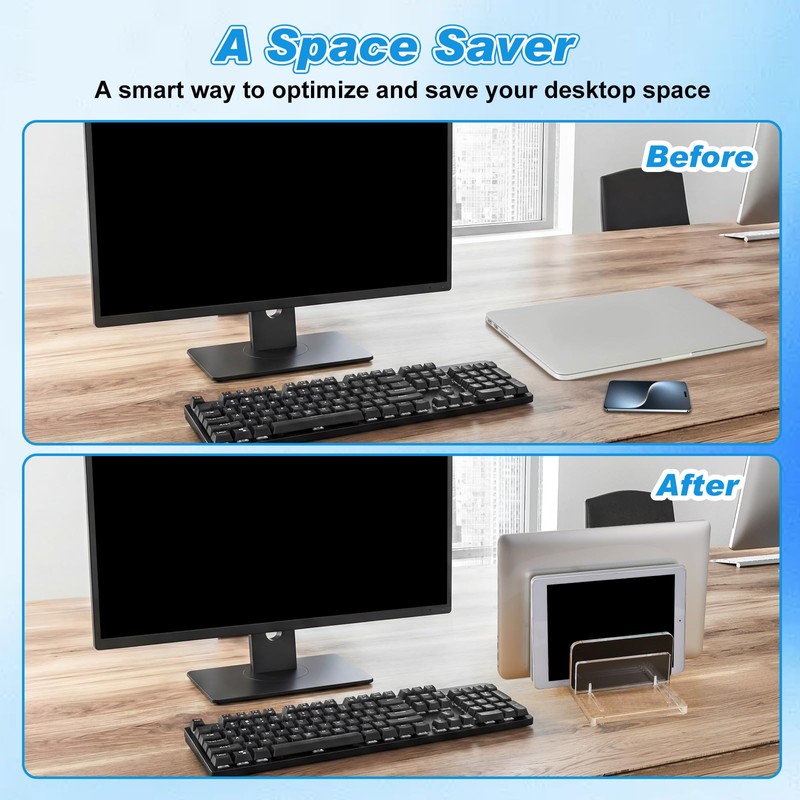 Chunful Adjustable Vertical Laptop Stand for Desk, Acrylic 4 Slot