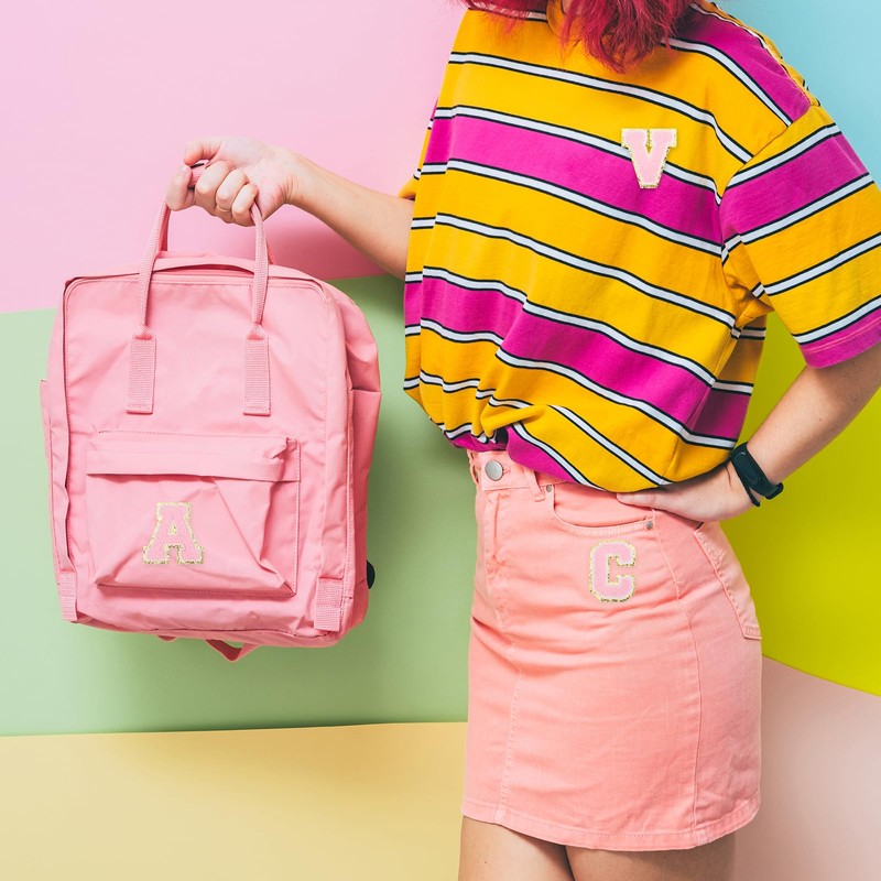 PATIKIL 2 Pcs Iron on Letter Patches, Chenille Glitters Letter