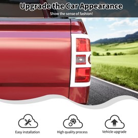 HTHE Rear Taillight Cover Tail Light Lamp Cover Bezel Rear Taillight Lamp Guard Protector Frame Trim Compatible with Silverado GMC Sierra 2014-2018 Exterior Accessories 2Pcs