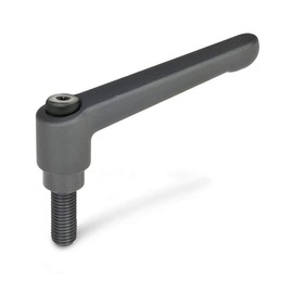 Ganter Standard Elements Adjustable Clamping Lever with Screw Thread – GN 300, Handle Length: 78 mm, Screws Burnished Steel Die-Cast Zinc Handle Black Plastic Pack of 1, Black, GN 300-78-M10-40-SW