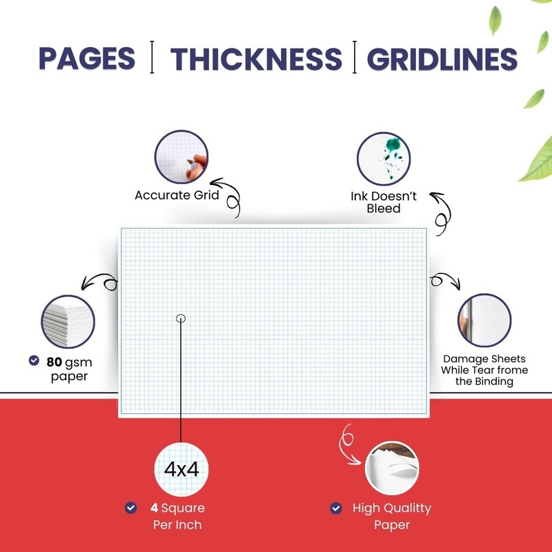Large Graph Paper Pad – 11x17 Grid Paper, 50 Sheets,