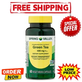 Spring Valley Green Tea Extract 500mg Vegetarian Capsules Supplement 60 Ct