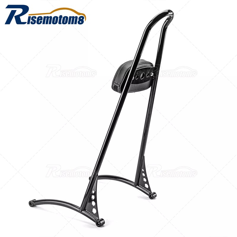 RI Gloss Black 24" Tall Passenger Sissy Bar Backrest w/Pad