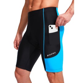 Bike Shorts for Men 3D Padded Bicycle Cycling Underwear Road Biking Biker Mountain Riding Cycle UPF 50+ Shorts Zipper Pockets?Black/Sky Blue 3X-Large