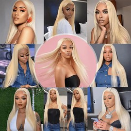 Fabimiya 22 24 26 Inch Bundles Human Hair Blonde 613# Straight Wave Human Hair Bundles Unprocessed Soft Sewn In Hair with Double Weft for Black Women