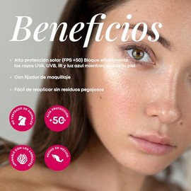 Bruma Facial Protector Solar FPS 50+ Efecto Mate con Fijador de Maquillaje, Vitamina E y Tomatillo - Protección UV, IR y Luz Azul para Todo Tipo de Pi