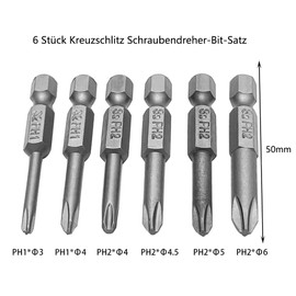 Saipor Pack of 10 50 mm Phillips and Slotted Head Screwdriver Bit Set, Magnetic Phillips and Flat Head Screwdriver Bits S2 Steel 1/4 Inch Hex Shank PH1 PH2 Phillips Head Bits