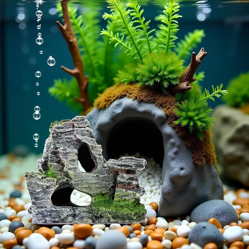 Artificial Moss Rock Aquarium Stone Cave – Resin Fish Tank