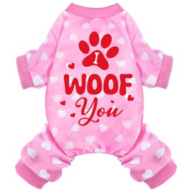 BAOBICUTE Dog Valentines Pajamas Outfit Soft Lightweight Velvet Dog Onesie Dog Winter Clothes for Small Medium Large Pet Dogs Cats