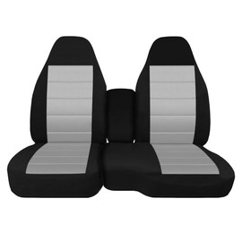Fioqe Front 60/40 Split Bench Seat Covers with Console Armrest Truck Seat Cover, Compatible with Chevy Colorado GMC Canyon 2004 2005 2006 2007 2008 2009 2010 2011 2012-Gray