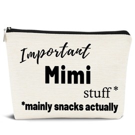 Dejfel Mimi Gifts Makeup Bag, Gifts for Mimi, Important Mimi Stuff Cosmetic Bags for Women, Best Mimi Gifts, Mimi Gifts for Grandma, Mimi Gifts from Grandkids, Mimi Makeup Pouch Zipper Pouch