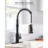 Black Kitchen Faucet with Pull Out Sprayer Stainless Steel Single
