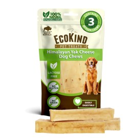EcoKind Premium Gold Yak Cheese Himalayan Dog Chews, Healthy Dog Treats for Medium Dogs, All Natural, High Protein Dog Chew, Water Buffalo, Medium - 3 Chews