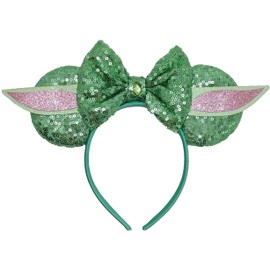 ZHENNAN Mouse Ears Headbands for Women, Champagne Gold Glitter Birthday Queen Ears Hairbands with Hat, Happy Birthday Costume Themed Events Birthday Party Favors Hair Accessoires