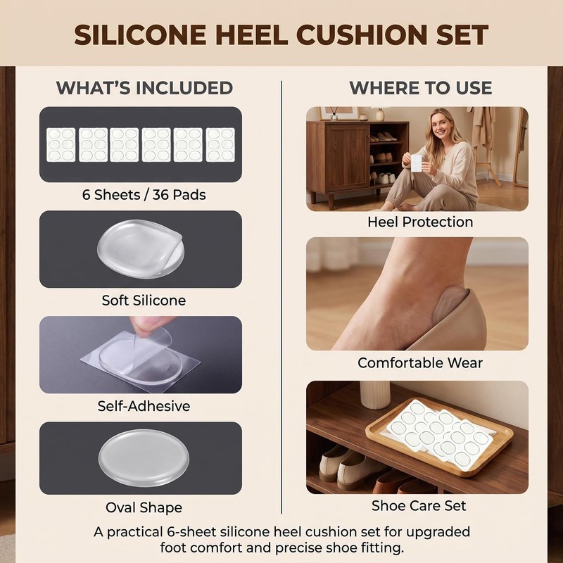 36Pcs Clear Silicone Round Blister Shoe Pads