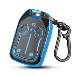 QBUC for GMC Key Fob Cover with Keychain,5 Button Soft TPU GMC Key Fob Cover,Fit for GMC Acadia Sierra Terrain and Chevy (blue, 5 Button)