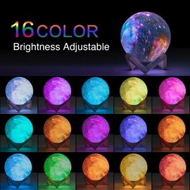 Brucepitt Brucepitt Moon Lamp Galaxy Lamp Upgraded Timing 4.7 Inch 16 Colors 3D Moonlight Galaxy Light,Moon Night Light for Adults,Kids Lamp Moon Gifts for Women Girls Boys Bedroom