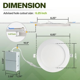 12 Pack Recessed Lighting 6 Inch with Night Light, 6 Inch LED Recessed Lights 5CCT Dimmable 2700K/3000K/4000K/5000K/6000K, 15W 1200LM Ultra Thin Recessed Lighting - ETL and Energy Star Certified